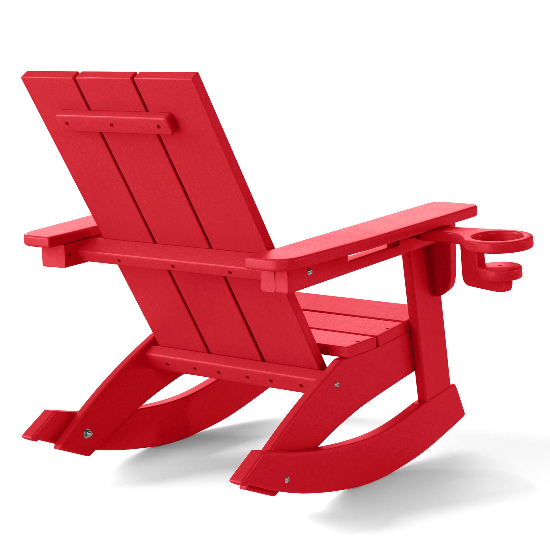 Alt View 1. WestinTrends - WestinTrends Ashore Outdoor HDPE Plastic Preschool Toddler Modern Adirondack Rocking Chairs (Set of 2) - Red.