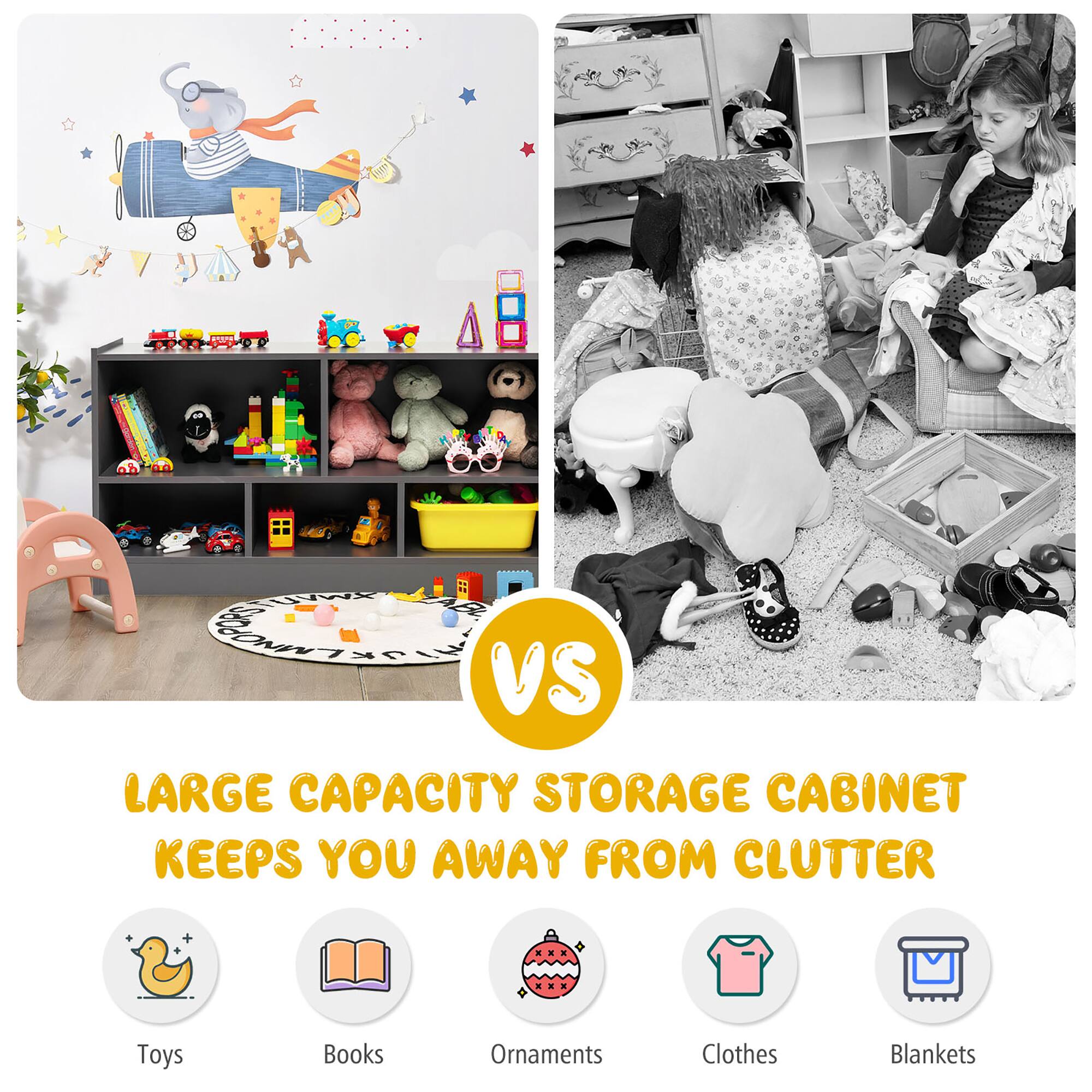 C P0A VS LARGE CAPACITY STORAGE CABINET KEEPS YOU AWAY FROM CLUTTER + Toys Books Ornaments Clothes Blankets