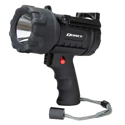 Front. Dorcy - Pro Rechargeable Spotlight, 500 Lumens, LED, IP65 Water-Resistant, Fold-out Stand, 1260 ft Beam Distance.