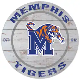 Jardine - Memphis Tigers 20'' x 20'' Indoor/Outdoor Weathered Circle Sign - White
