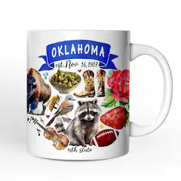 OrnamentallyYou - Artistic Oklahoma State Themes and Landmarks Mug - White