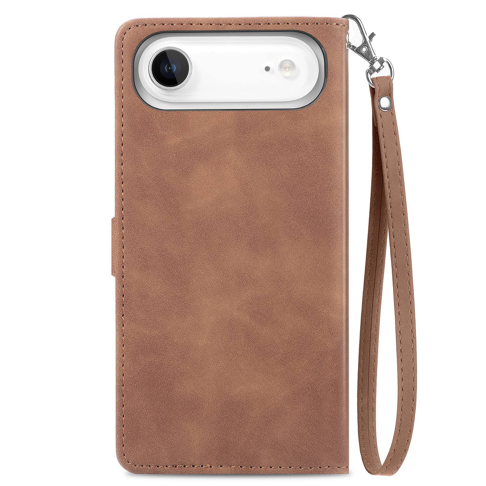 Alt View 1. Dteck - for Apple iPhone Air 2025 Wallet Case,Folio Shockproof PU Leather Card Holder Cover with Zipper Pocket & Wrist Strap - Brown.