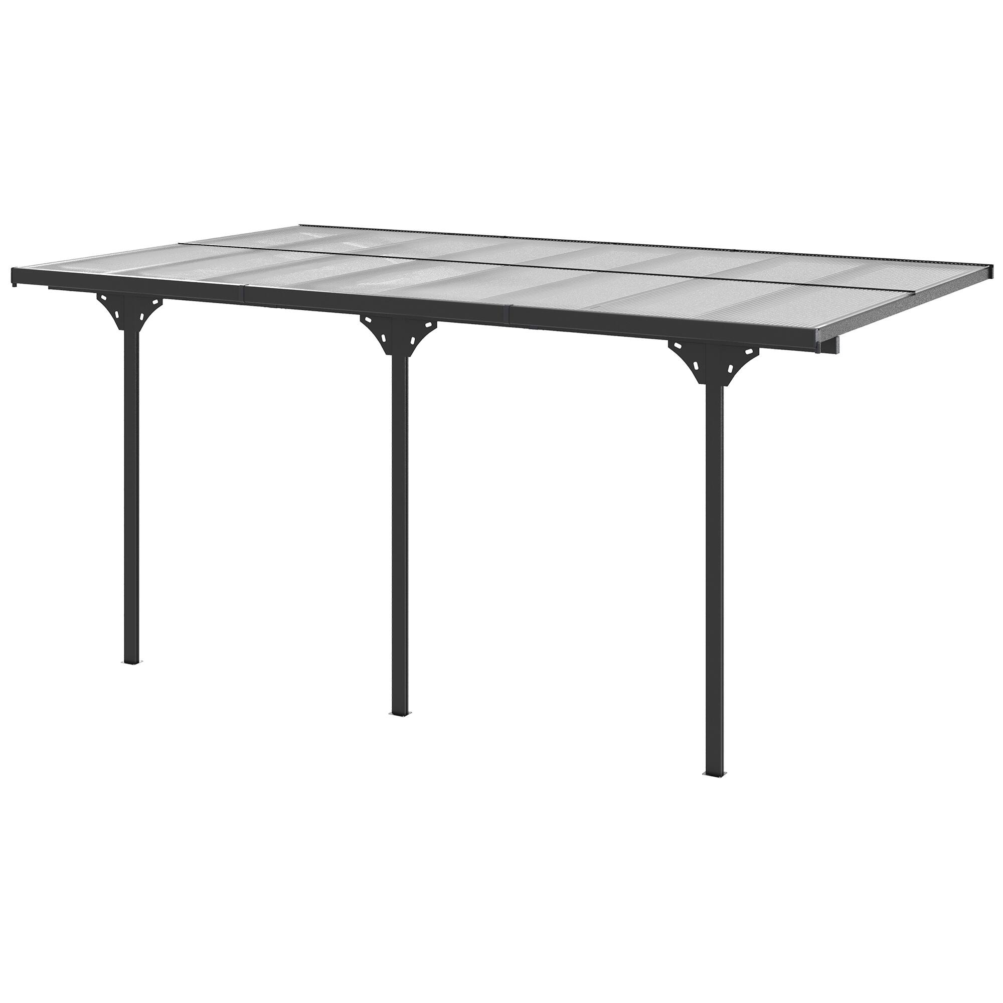 Front. Outsunny - x 10' Outdoor Polycarbonate Pergola, Transparent UV Blocking Awning, Hardtop Deck Gazebo - Gray.