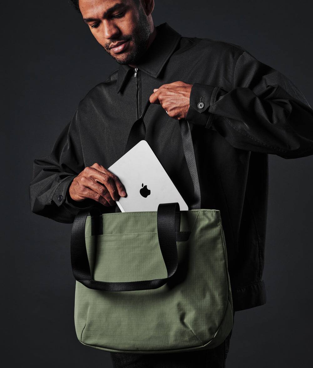 Alt View 1. ALPAKA - Elements Tote 9L Small Tote Bag for 11" Devices - Green Axoflux 210D.