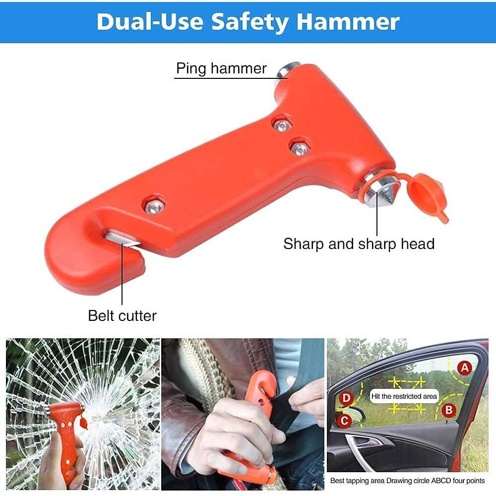 Dual-Use Safety Hammer

Ping hammer

Sharp and sharp head

Belt cutter

Hit the restricted area

Best tapping area Drawing circle ABCD four points