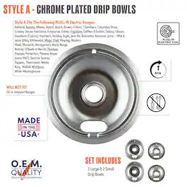 Range Kleen - 12564XH Style A 4pk Economy Chrome Plated Drip Bowls, 2 Large and 2 Small