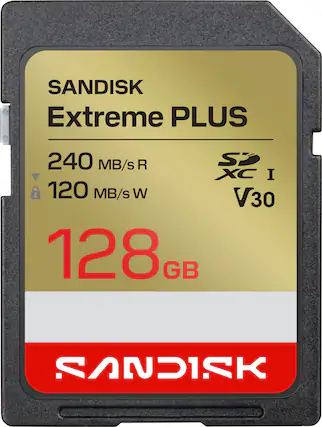 SANDISK Extreme PLUS 240 MB/s R SD XC I 1 120 MB/s W V30 128 GB SANDISK