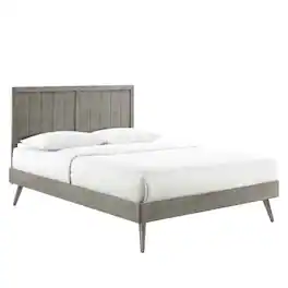 Modway - Alana Wood Twin Platform Bed With Splayed Legs - Gray
