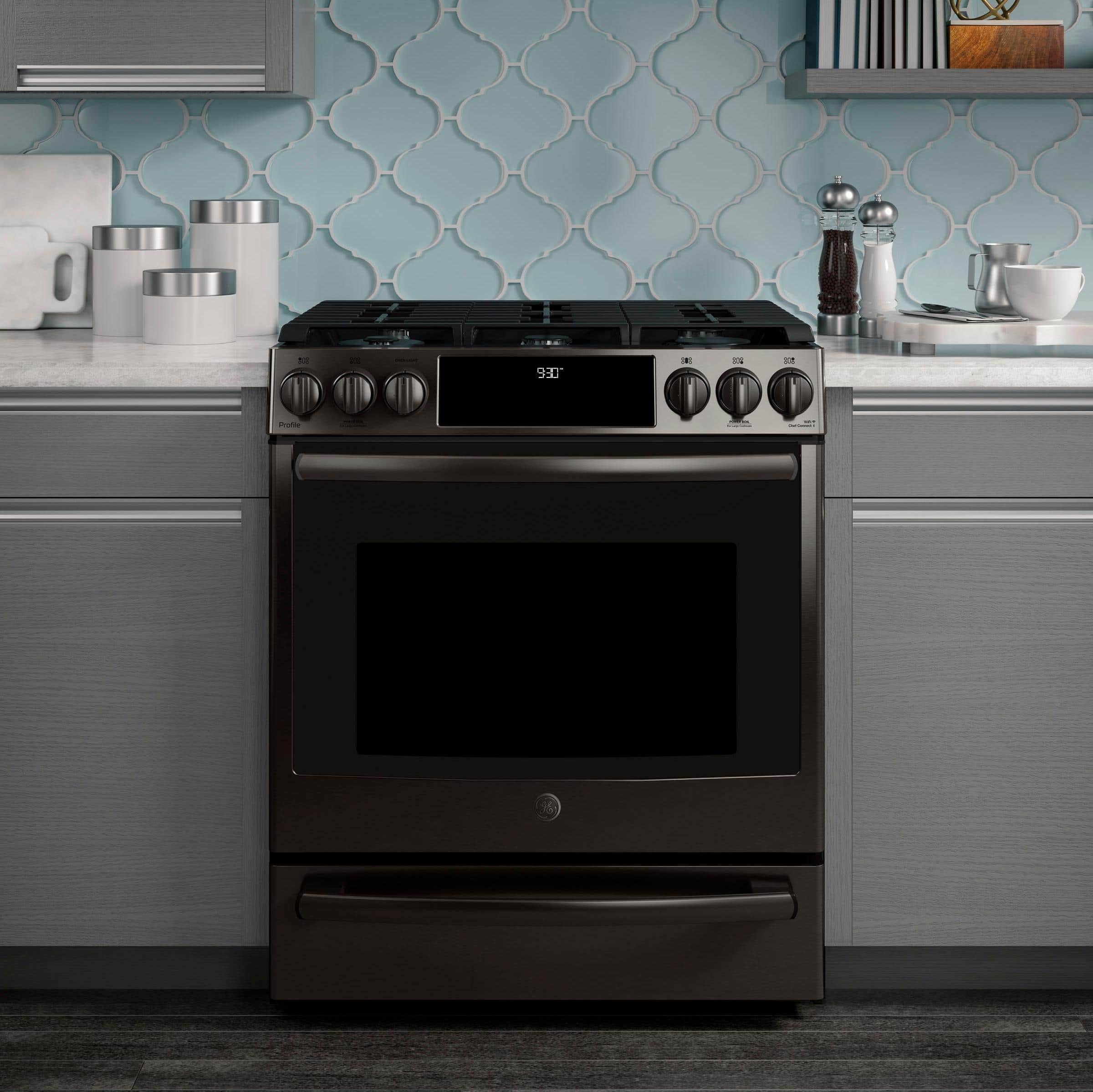 ge black stainless steel gas stove