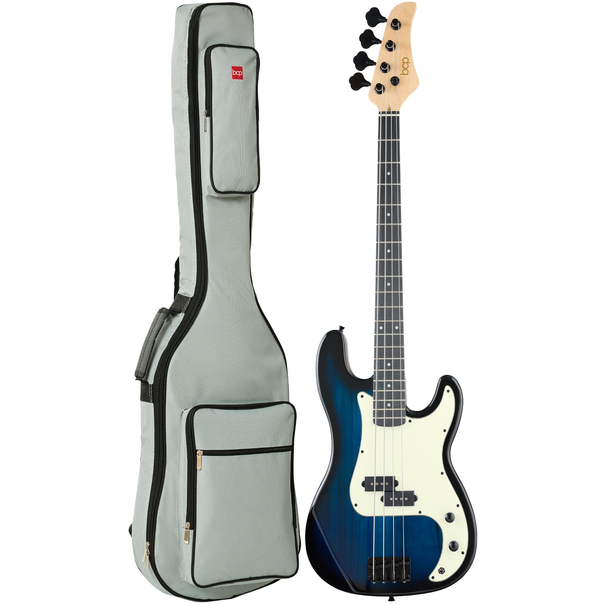 Best Choice Products - Full Size Beginner 4-String Electric Guitar Bass Guitar w/ Padded Case - Hollywood Blue/Mint