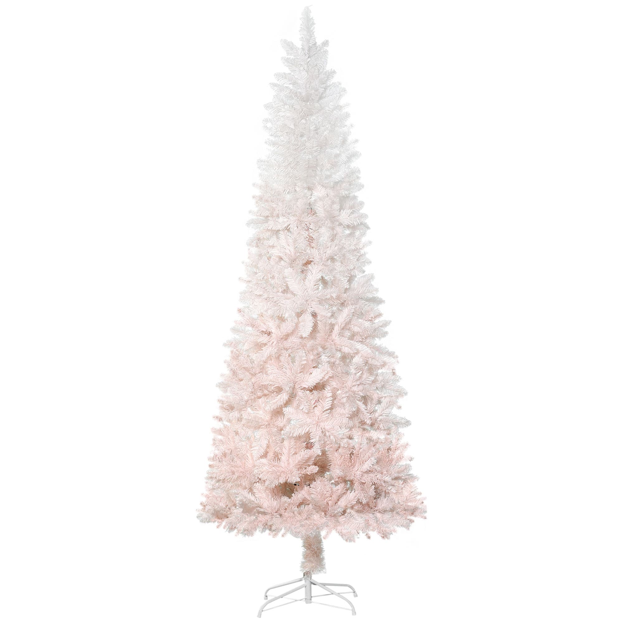 Homcom - 6ft Unlit Pencil Fir Artificial Christmas Tree, Realistic Branches Steel Base - Pink