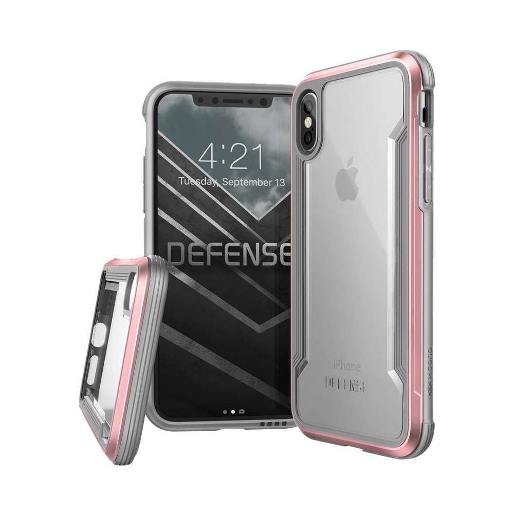 defense shield case for apple iphone x and xs - rose gold
