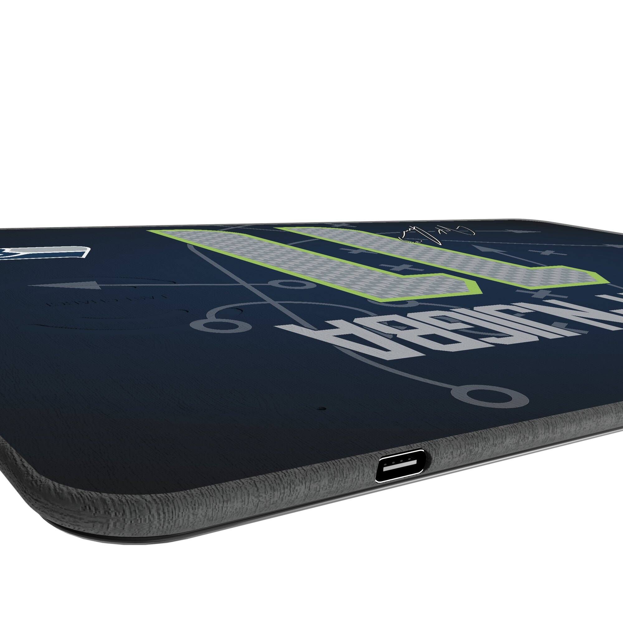 Alt View 2. Keyscaper - Jaxon Smith-Njigba Seattle Seahawks Wireless Charger and Mouse Pad - Black.