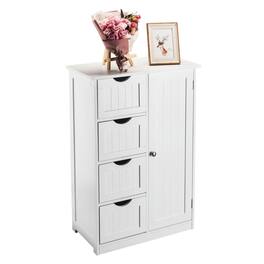 Kadyn - Single Door Bathroom Storage Cabinet, 4 Drawers Space-Saving Organizer, Bathroom Storage Solution - White