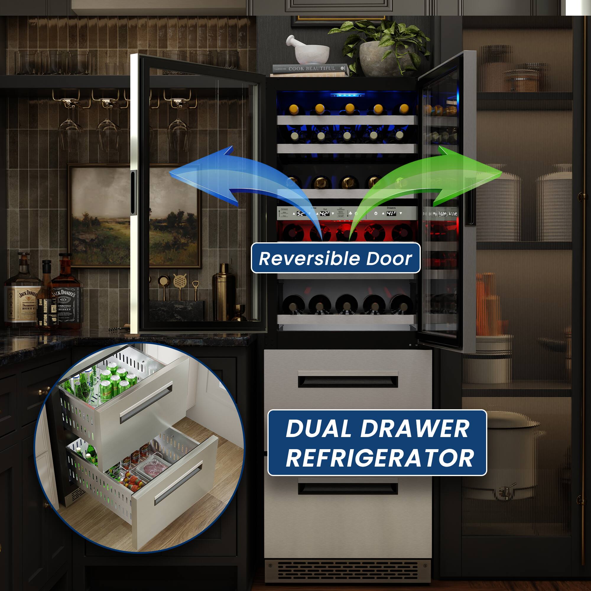 COK SEATHPL. K d I N - M HP Reversible Door I: LDesDey .... 1150 FE DUAL DRAWER REFRIGERATOR