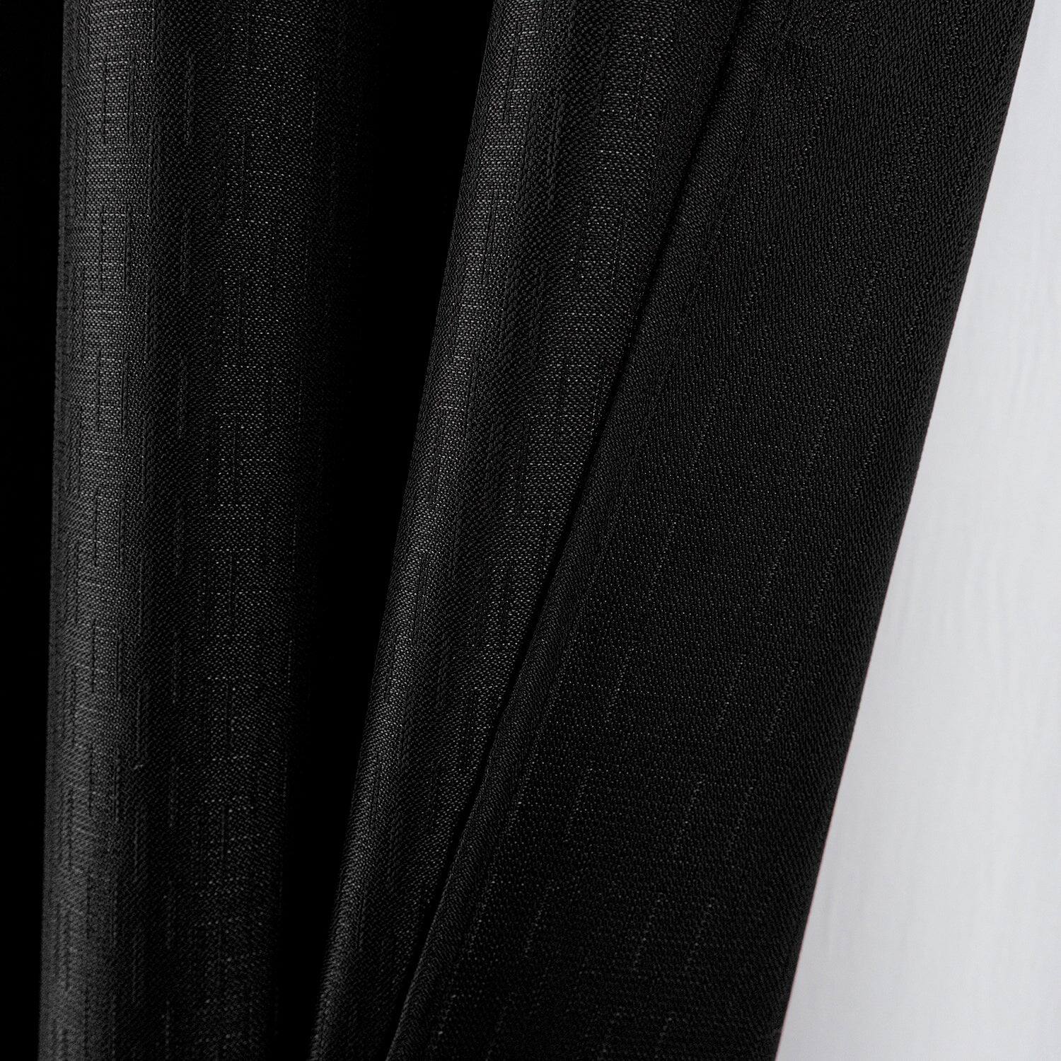 Alt View 1. RT Designers Collection - RT Designers Collection 100% Polyester 140 GSM Sedona Jacquard Grommet Curtain Panel 54" x 90" Black - Black.