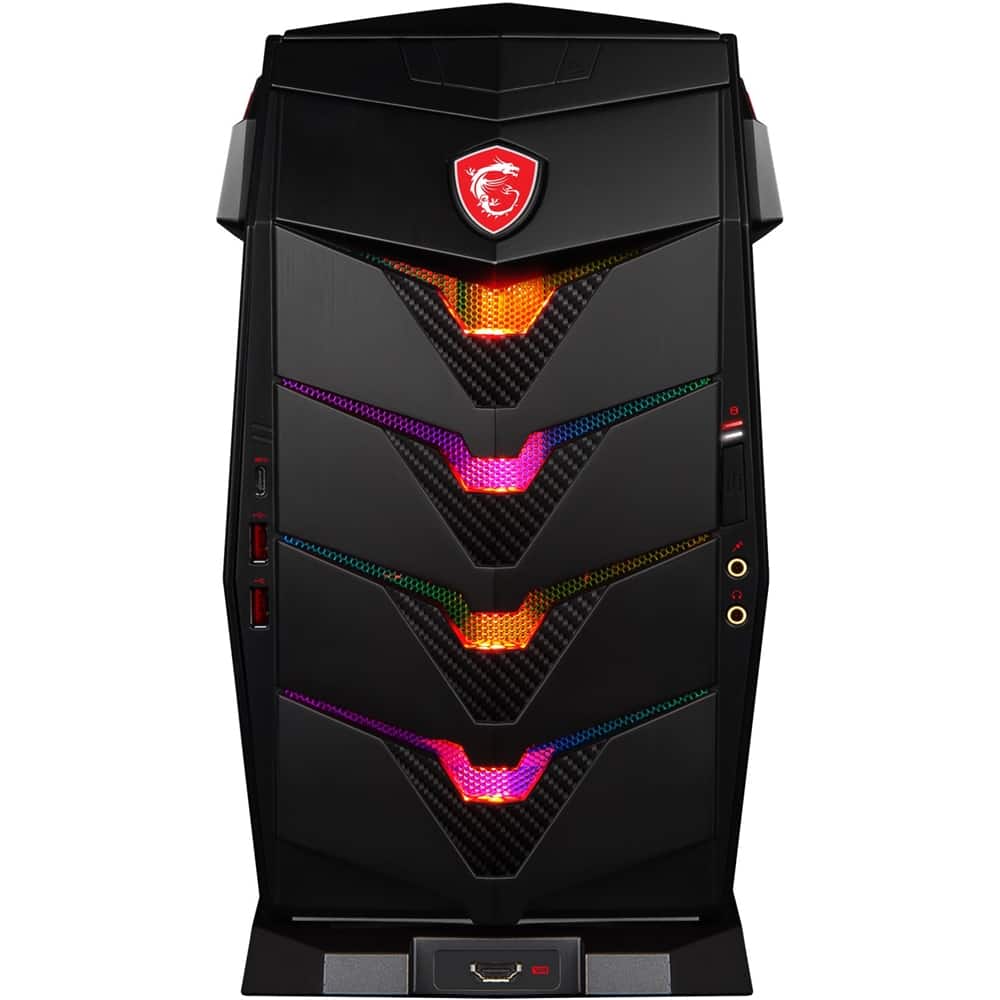 Front. MSI - Aegis 3 VR7RE Desktop - Intel Core i7 - 16GB Memory - NVIDIA GeForce GTX 1080 Ti - Black.