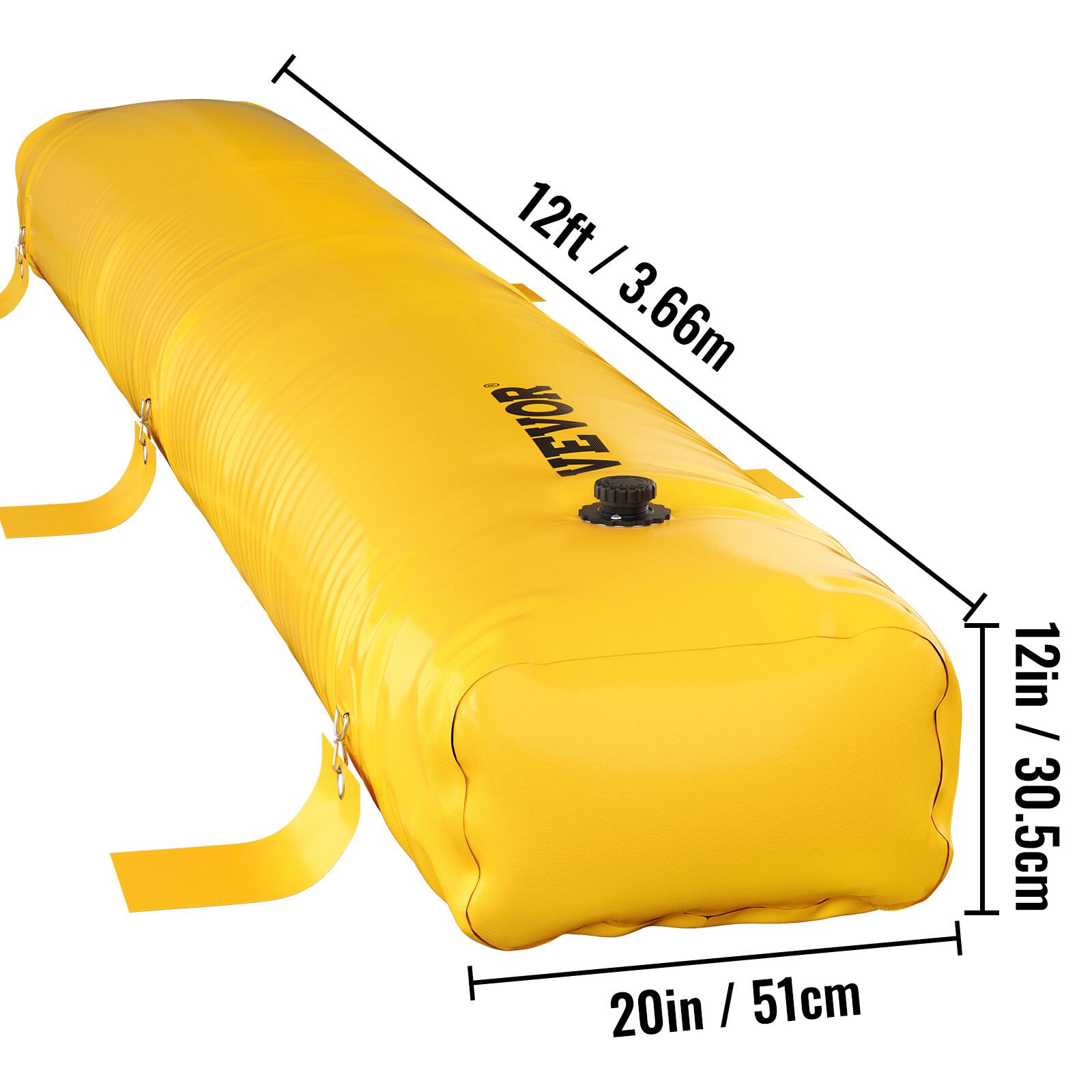 12ft / 3.66m  
20in / 51cm  
12in / 30.5cm