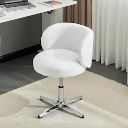 Winado - Small Swivel Desk Chair Comfy no Wheels,Ergonomic Support Vanity Nail Tech Computer Task Stool Chair for Home Office - White