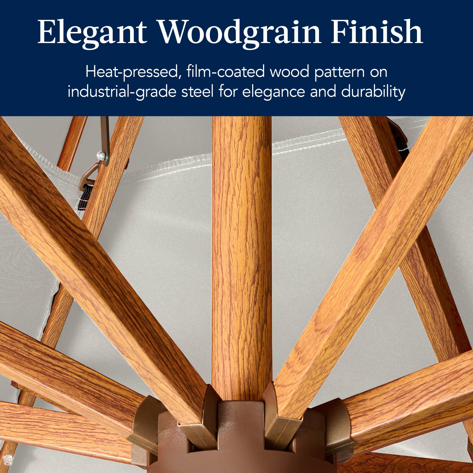 Elegant Woodgrain Finish

Heat-pressed, film-coated wood pattern on industrial-grade steel for elegance and durability.