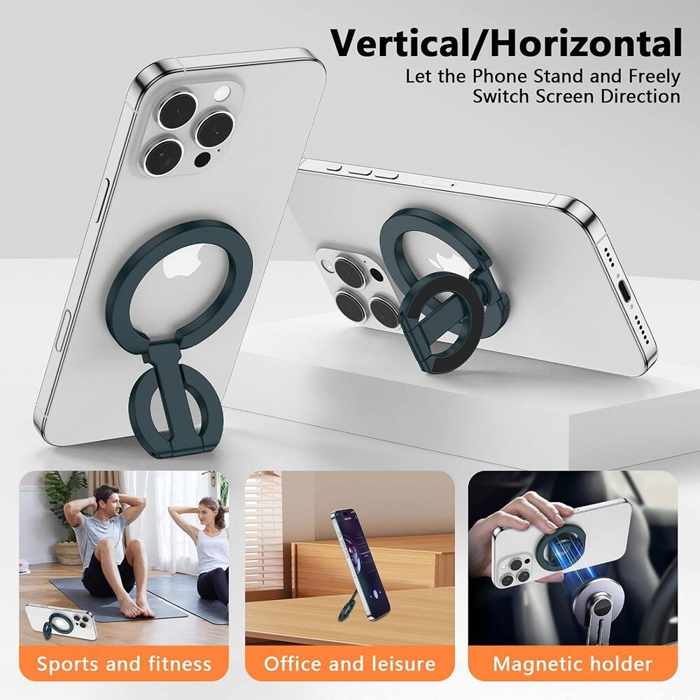 Left. PARKER SLATER - Magnetic Phone Holder Stand Grip for MagSafe Samsung S25/S24 Series (Black) - Blue.