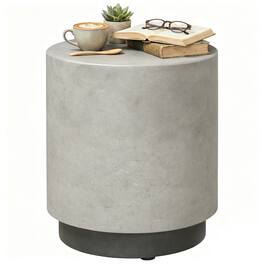 Homcom - Accent Table with Concrete Finish, Round Side Table with 4 Adjustable Feet for Indoor - Gray