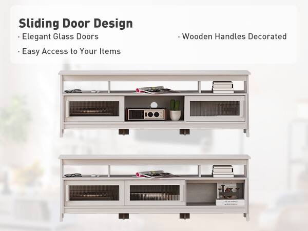 Sliding Door Design  
- Elegant Glass Doors  
- Easy Access to Your Items  
- Wooden Handles Decorated