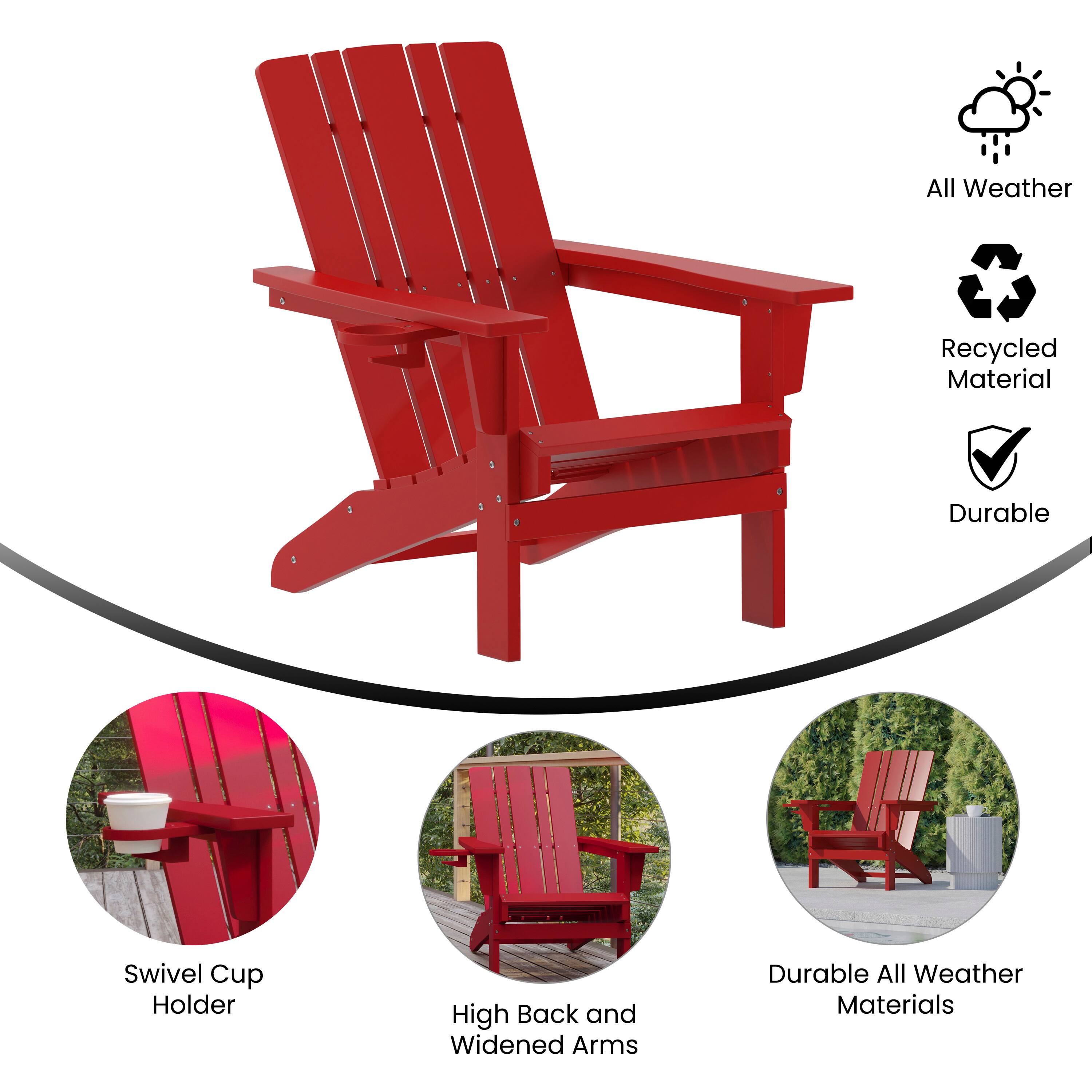 All Weather Recycled Material Durable Swivel Cup Holder High Back and Widened Arms Durable All Weather Materials