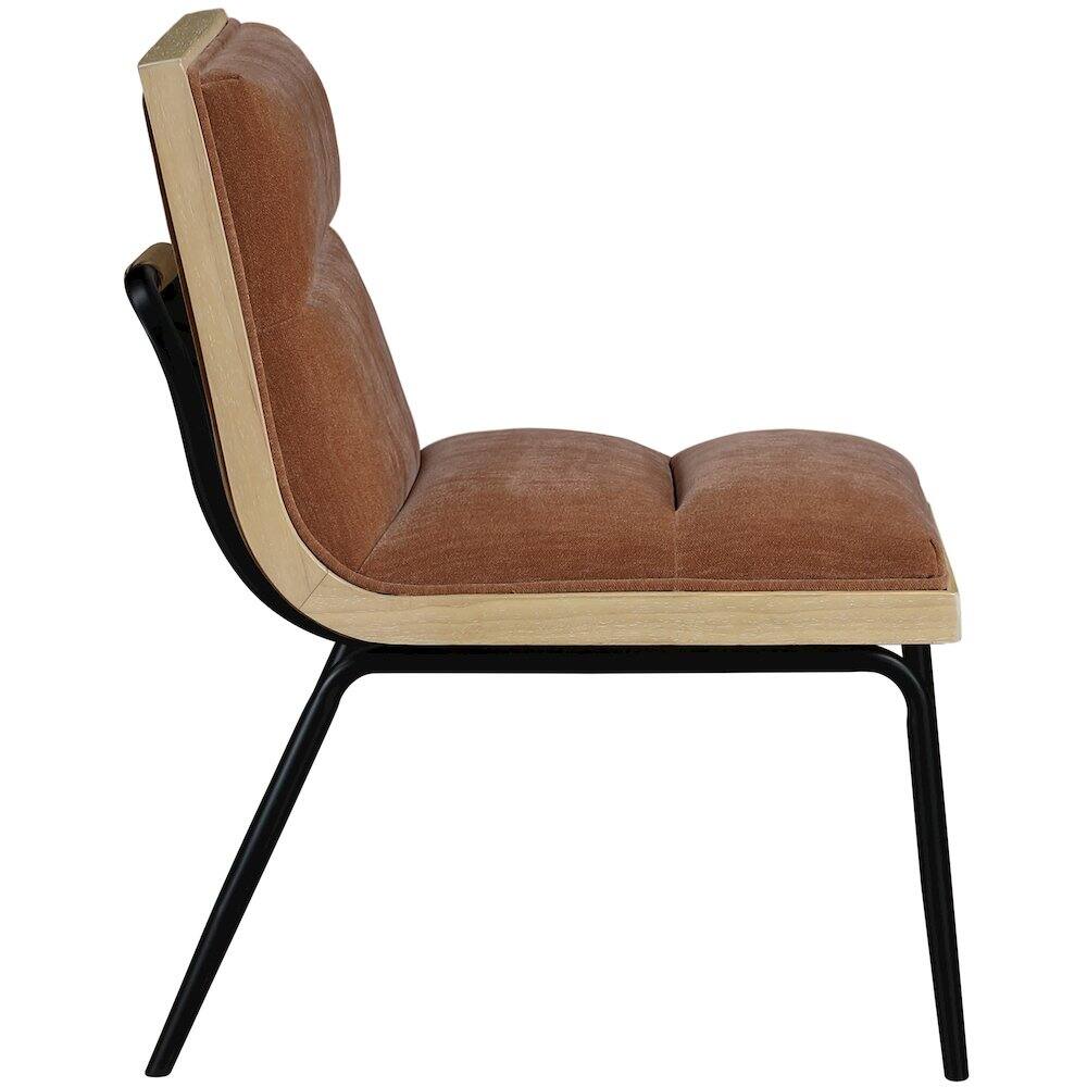 Alt View 3. Meridian Furniture - Viceroy Cognac Fabric Upholstered Dining Chair, Set of 2 - Black.