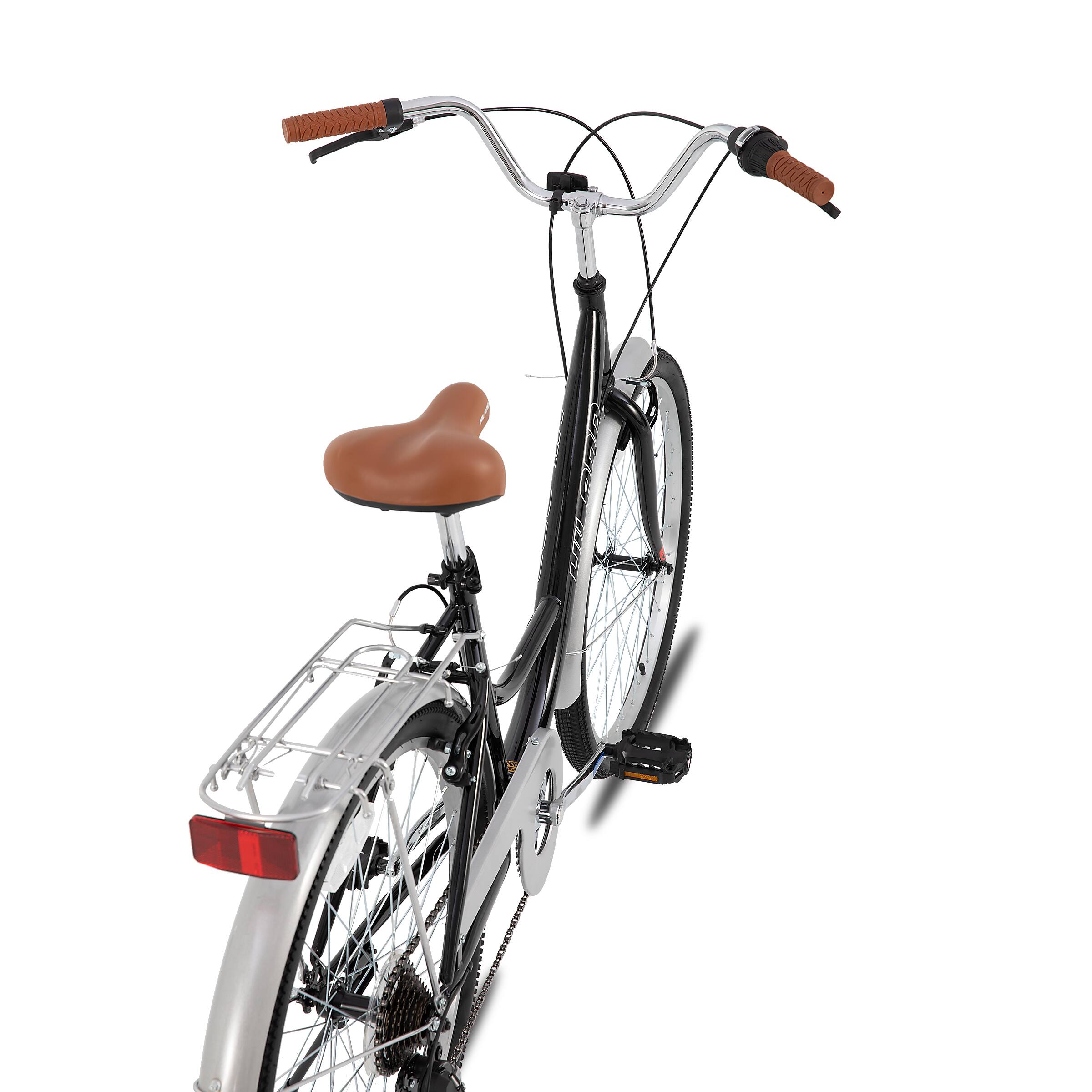 Alt View 4. HILAND - HILAND 26 Inch Beach Cruiser Bike for Adults, 7 Speed Step-Through Women Bicycle with Rear Rack, Hybrid Bike Black - Black.