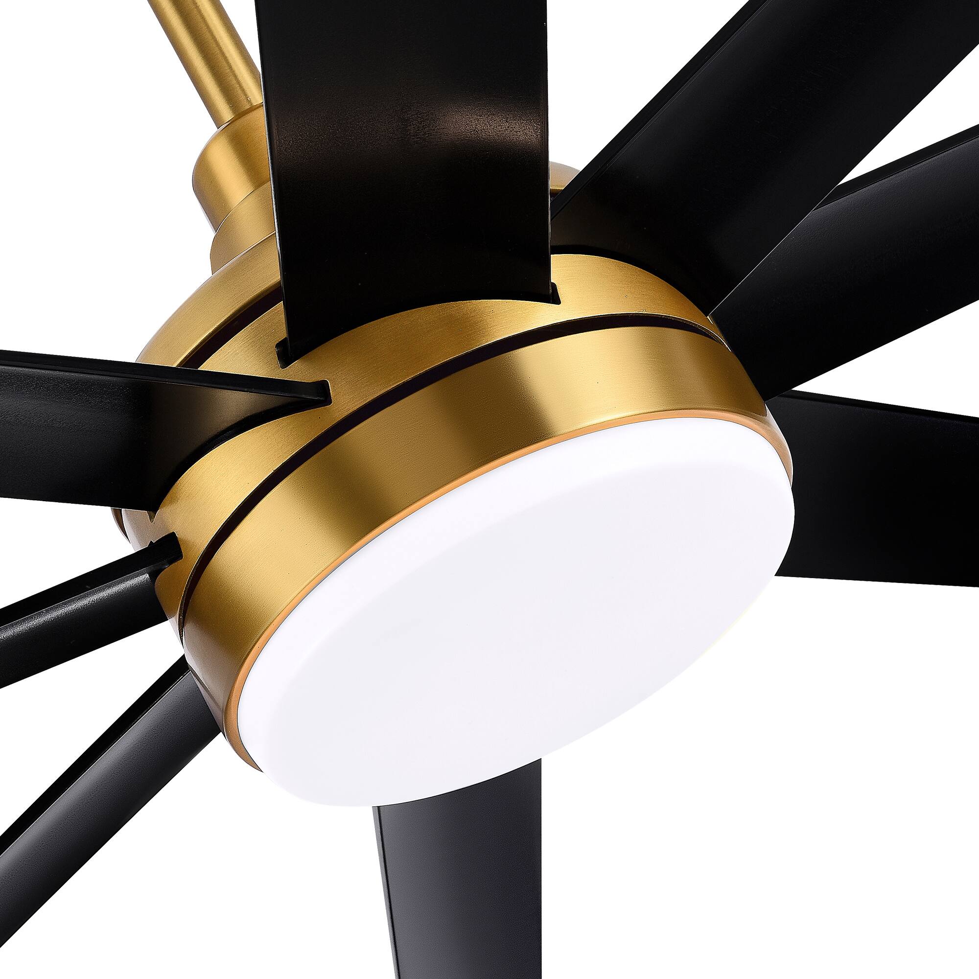 Alt View 9. Breezary - Breezary 65'' Indoor Ceiling Fan with 8 ABS Blades, 7" & 12" Downrods, DC Motor, 6-Speed Remote Control, 3-Color Light - Golden and Matte Black.