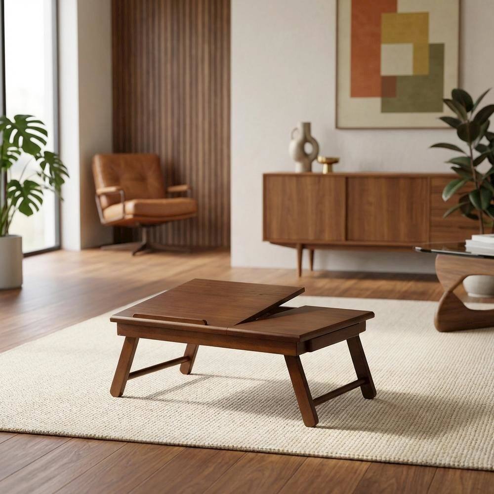 Alt View 4. FurniFact - Flip Top Lap Desk - Walnut.