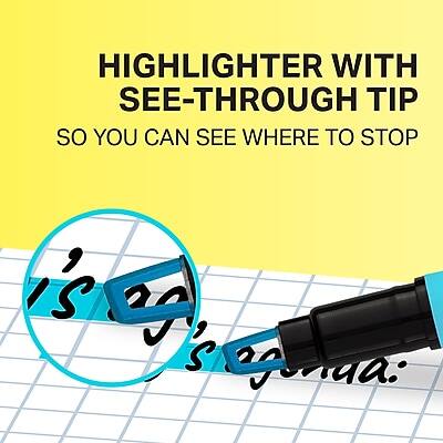 HIGHLIGHTER WITH SEE-THROUGH TIP  
SO YOU CAN SEE WHERE TO STOP