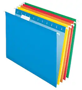 Pendaflex - Reinforced Hanging File Folders, 1/5 Tab, Letter Size, 25/Box - Assorted Colors