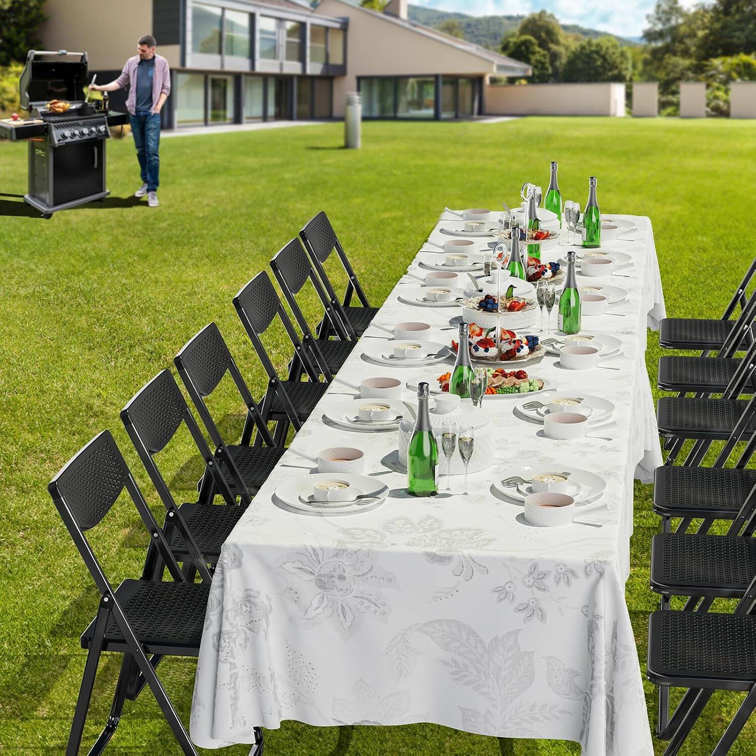 Alt View 7. Winado - Plastic Folding Chairs 6PCS, Comfortable Foldable Chair with Breathable Mesh Seat for Indoor Outdoor Party Office Dining - Black.