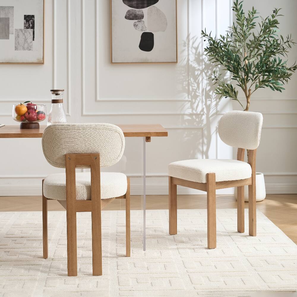 Alt View 3. Loheer - Loheer Wooden Dining Chairs Set of 2 Modern Fabric Upholstered Farmhouse Kitchen Chairs Beige - Beige.