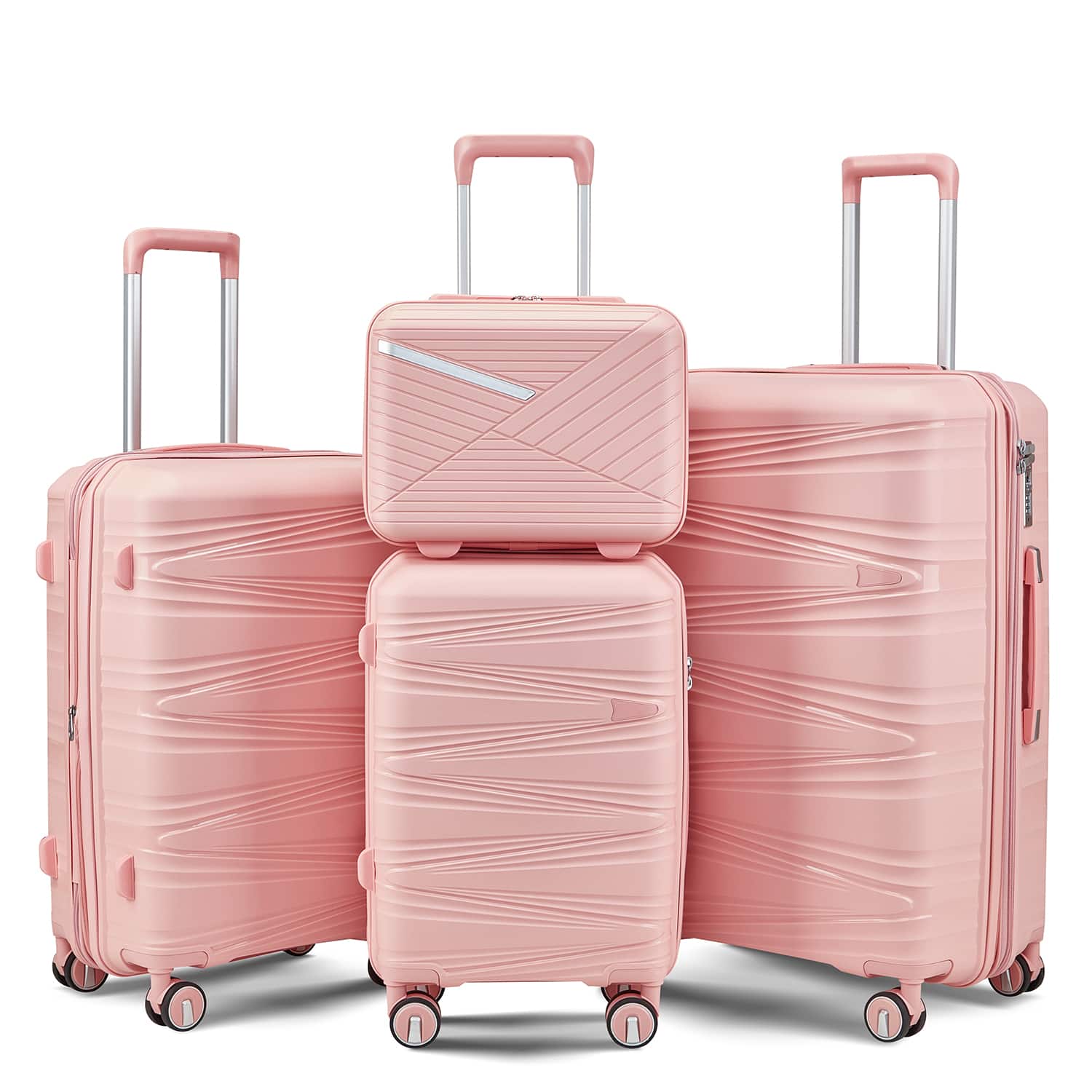 LOVMOR - 4-Piece Hardshell Luggage Set 20/24" TSA Spinner Expandable - Pink