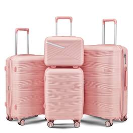 Ecooso - Luggage Set 4 Piece (14/20/24/28), Hard Shell Expandable Suitcase Set with Spinner Wheels and TSA Lock for Travel - Pink