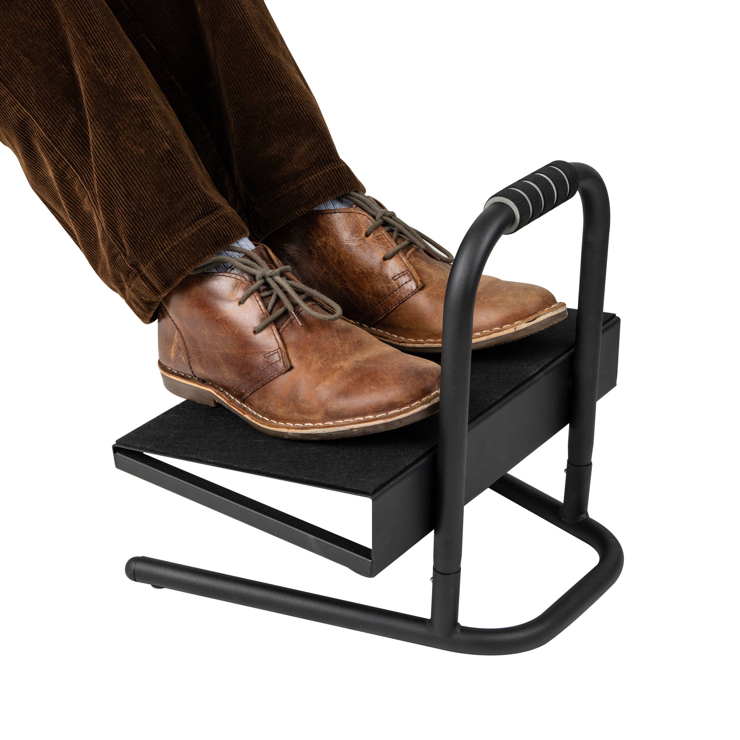 Mind Reader - Foot Rest, Under Desk at Work, Ergonomic, Height Adjustable, Office, Metal, 15"L x 14.25"W x 14.5"H - Black