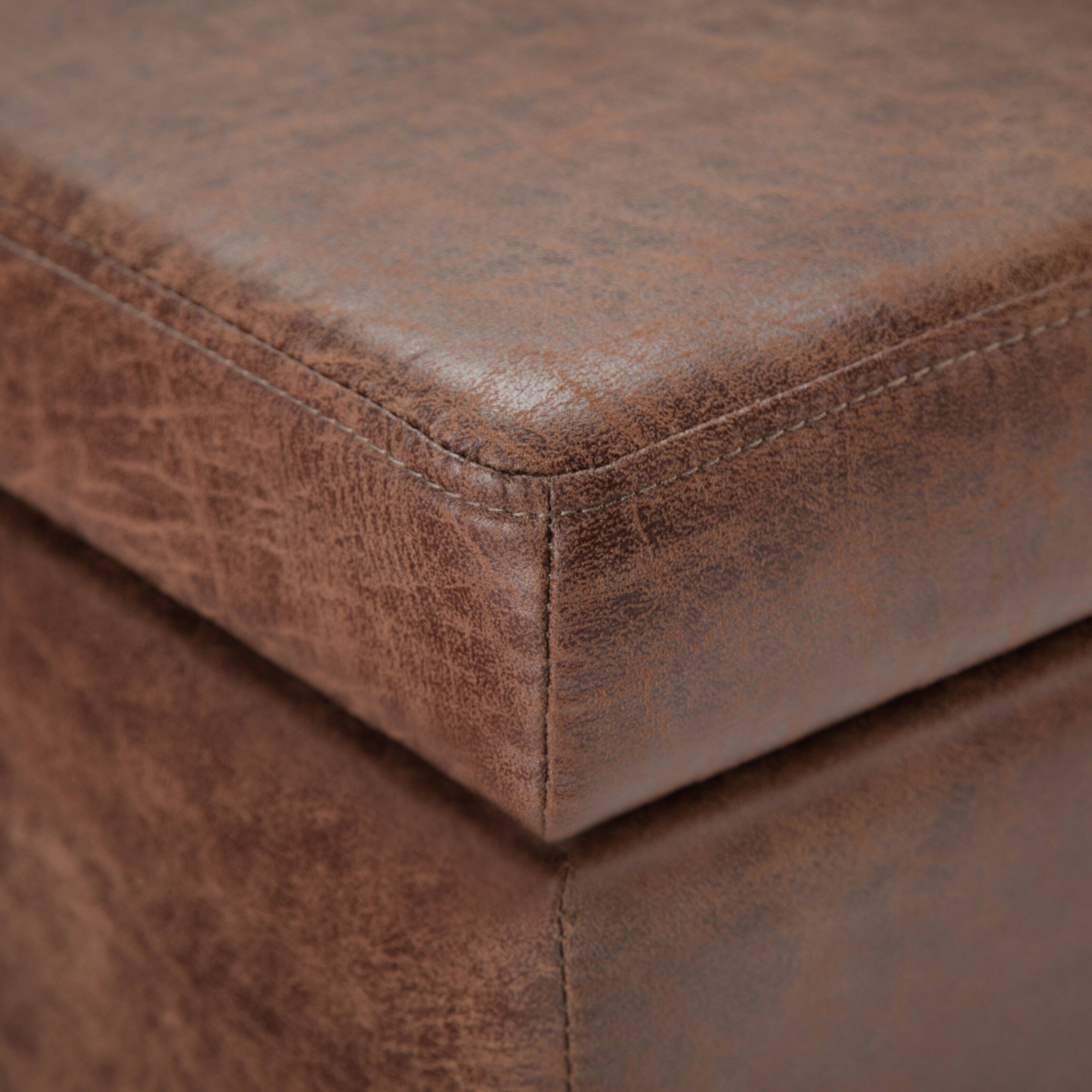 Alt View 13. Simpli Home - Avalon 48 inch Wide Contemporary Rectangle Storage Ottoman Bench - Distressed Umber Brown.