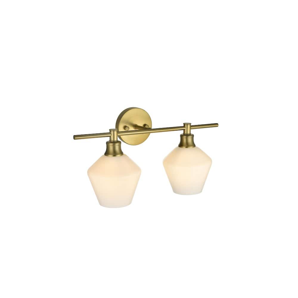 Living District - Gene 2 Light and Frosted White Glass Wall Sconce - Satin Gold price history on PriceWatchPro