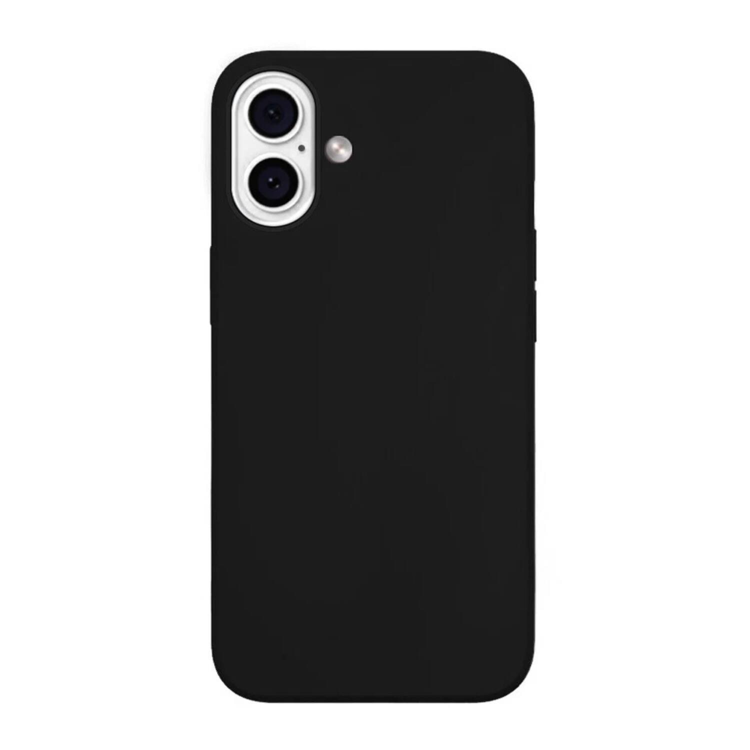 Angle. Home Collection - For Apple iPhone 16 Plus Case 6.7" Soft Liquid Silicone Shockproof Cover +Screen - Black.