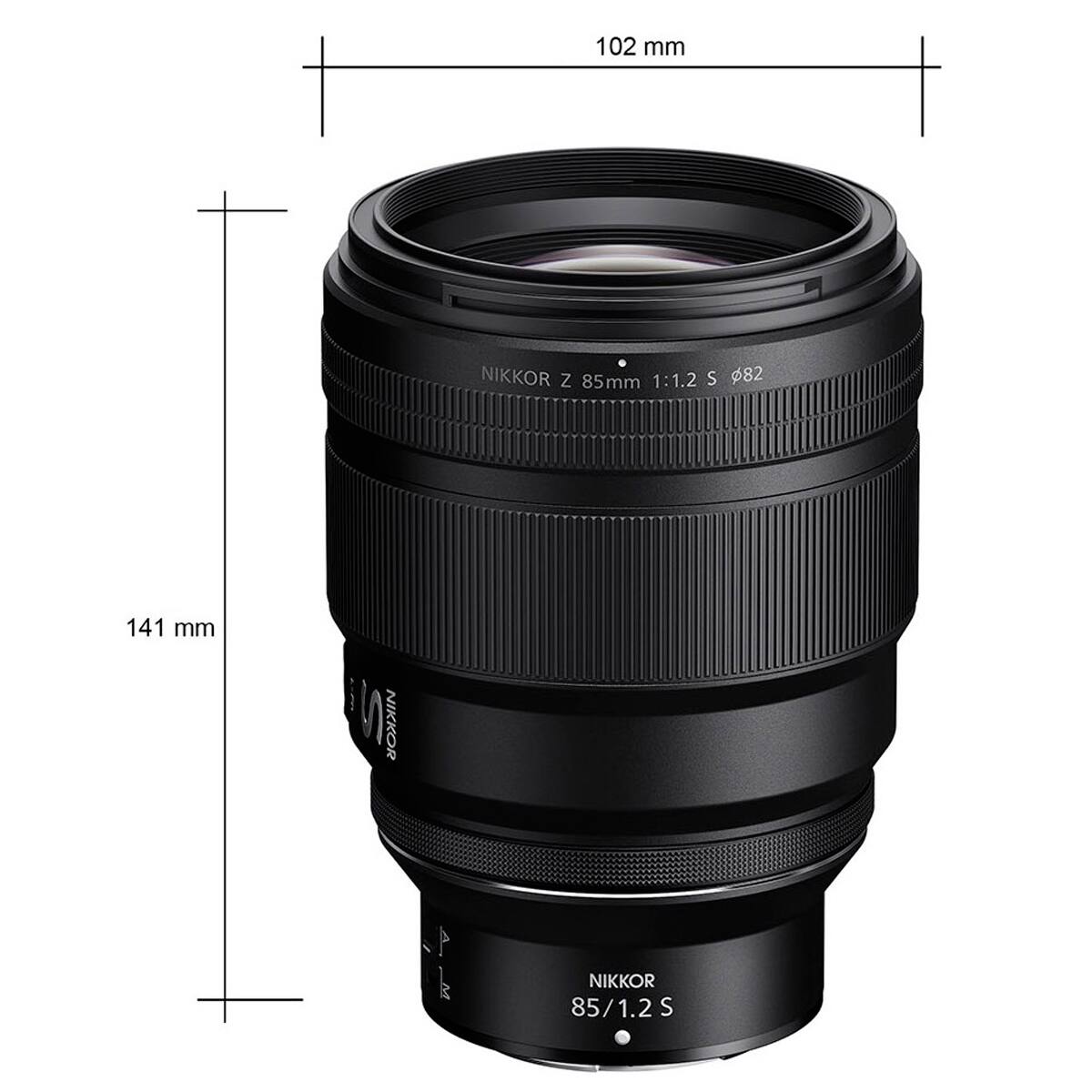 102 mm NIKKOR Z 85mm 1:1.2 S 82  
141 mm NIKKOR  
NIKKOR 85/1.2 S