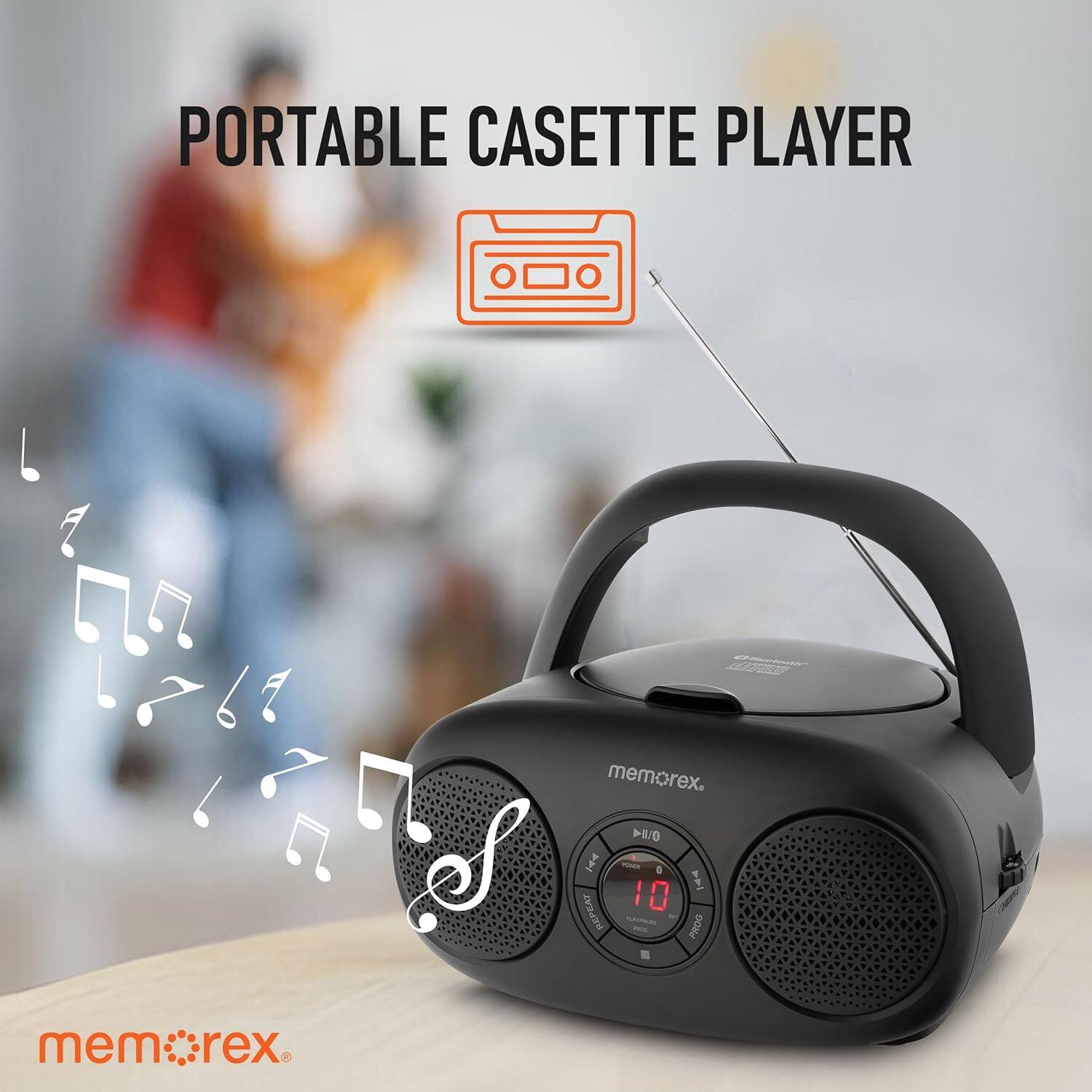 PORTABLE CASETTE PLAYER memorex. I REPEAT D-1/O P 1 I I 10 ~or PROO memecr rex
