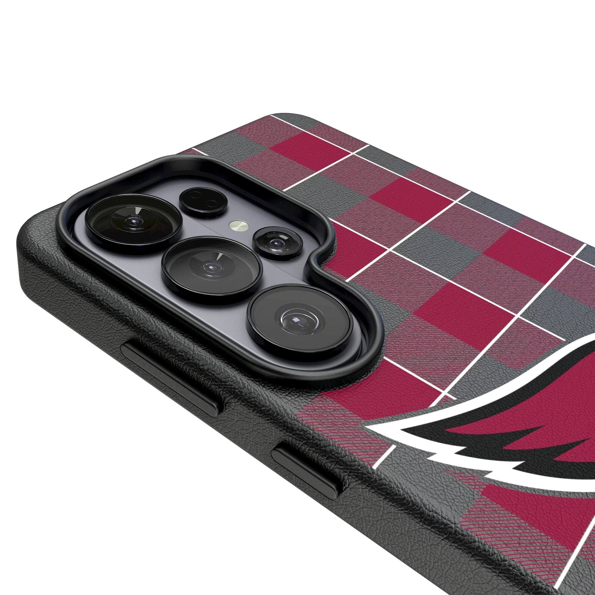 Alt View 2. Keyscaper - Arizona Cardinals Plaid Galaxy Magnetic Bump Case - S25 Ultra - Black.