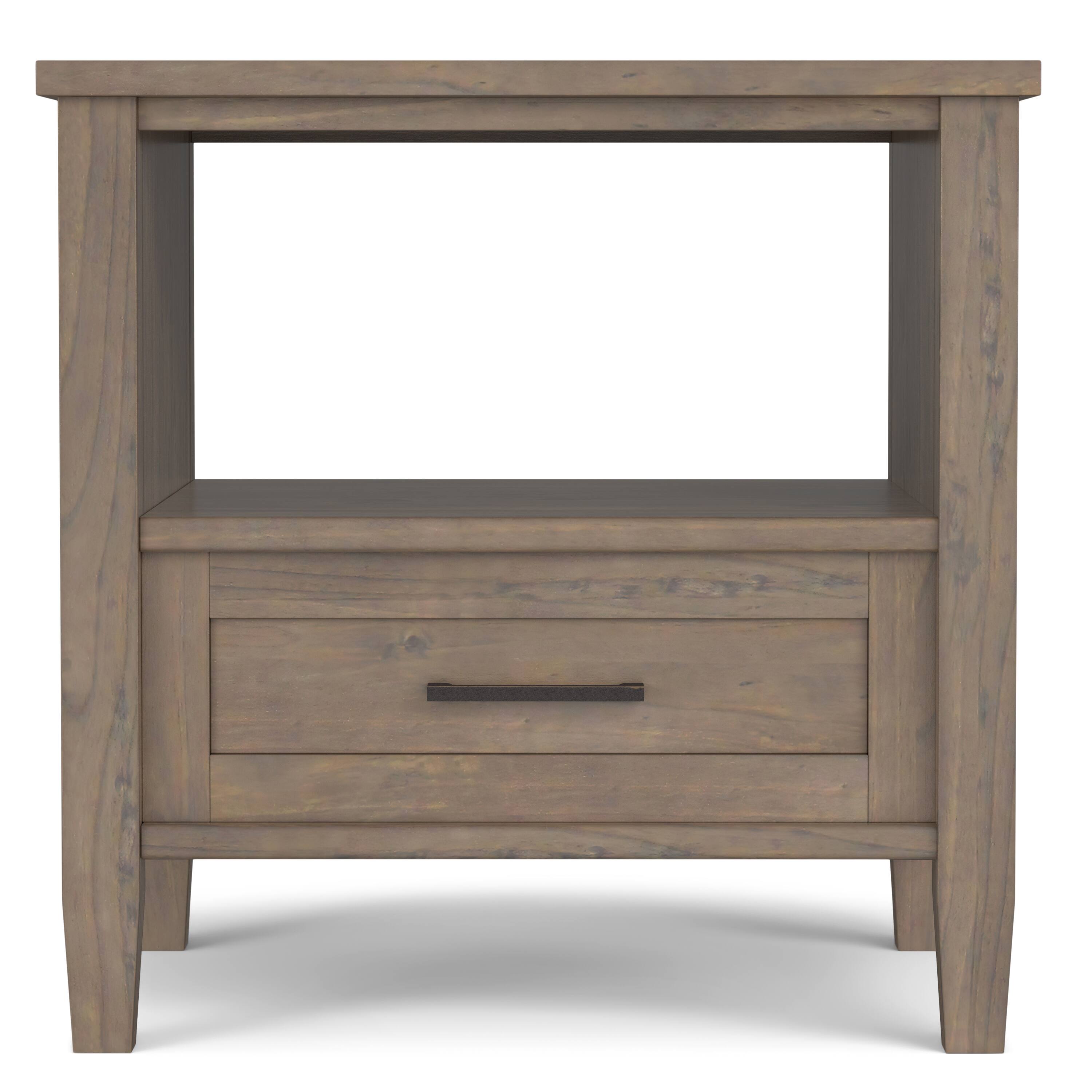 Left. Simpli Home - Ela SOLID WOOD 20 inch Wide Rectangle Transitional End Table in Smoky Brown - Smoky Brown.