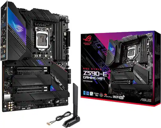 ROG STRIX Z590-E GAMING WIFI
MOTHERBOARD
ASUS
REPUBLIC OF GAMERS
NVIDIA SLI
Wi-Fi 6E
GAME ON
SUPERFX
AURA SYNC
Intel Core
AMD Ryzen
Wi-Fi 6E
THE FIRST