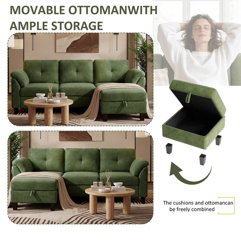 MOVABLE OTTOMAN WITH AMPLE STORAGE

The cushions and ottoman can be freely combined