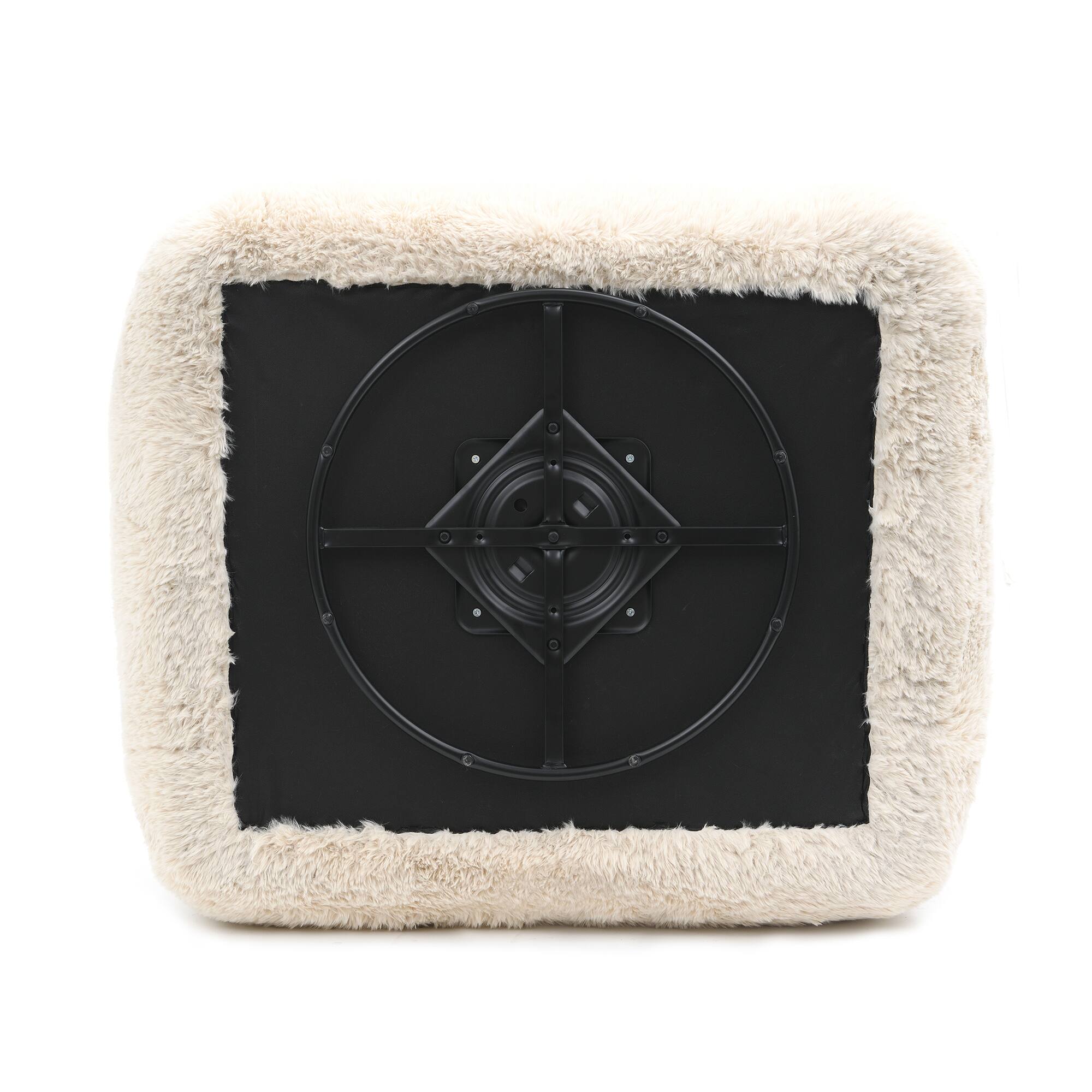 Angle. Vaczon - Plush 360° Swivel Chair with Long Pile Shaggy Accent Chair with Included Ball Pillows for Living Room or Bedroom - Sand.