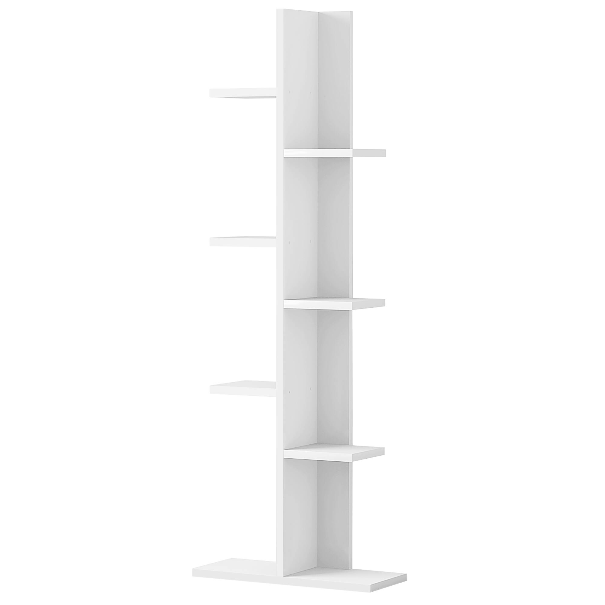 Alt View 17. Costway - Open Concept Bookshelf Plant Display Shelf Rack Storage Holder Wooden White - White.